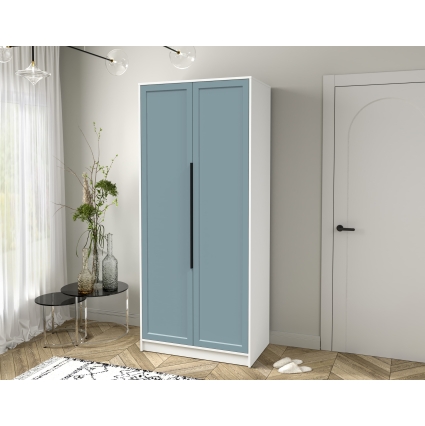 Шкаф распашной Тренд КТ-Ш2 (Белый платинум ЛДСП/ Океан ЛМДФ) Ш918 В2128 Г547 Шкаф распашной Тренд КТ-Ш2 (Белый платинум ЛДСП/ Океан ЛМДФ) Ш918 В2128 Г547